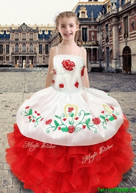 Wonderful Spaghetti Straps Little Girl Pageant Dress with Appliques and Ruffles
