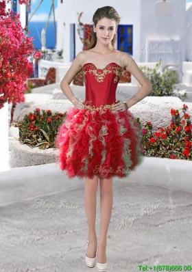 2016 New Applique and Ruffled Short Prom Dress in Organza