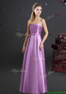 New Style Spring Bowknot Lilac Bridesmaid Dress with Strapless