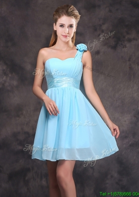 Unique Handcrafted Flower Short Prom Dress with One Shoulder