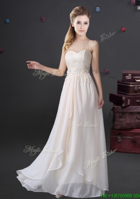 Beautiful Applique and Laced Sweetheart Long Prom Dress in Chiffon