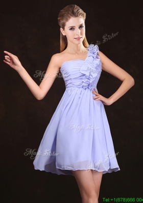 Elegant Ruched and Ruffled Lavender Chiffon Bridesmaid Dress