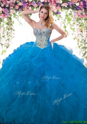 Unique Beaded and Ruffled Big Puffy Quinceanera Dress in Tulle