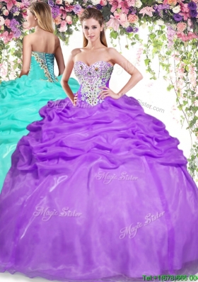 Modest Eggplant Purple Quinceanera Dress with Beading and Pick Ups