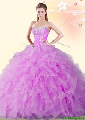 Wonderful Beaded and Ruffled Sweet 16 Dress in Lilac