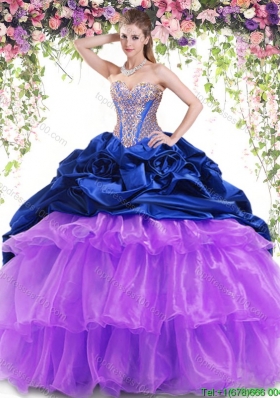 Classical Pick Ups and Beaded Quinceanera Dress in Organza and Taffeta