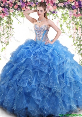 New Arrivals Aqua Blue Quinceanera Dress with Beading and Ruffles