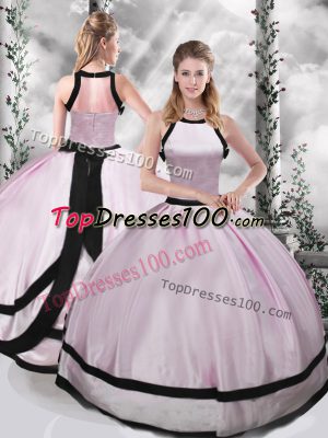 Traditional Pink Scoop Neckline Ruching Quinceanera Gown Sleeveless Zipper