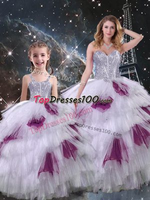 Vintage Floor Length Ball Gowns Sleeveless Multi-color Quince Ball Gowns Lace Up