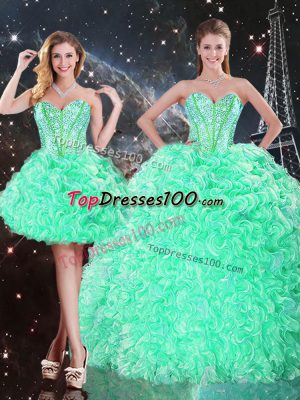 Apple Green Sweetheart Neckline Beading and Ruffles Quinceanera Dresses Sleeveless Lace Up