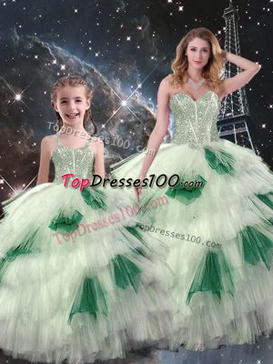 Pretty Multi-color Sweetheart Neckline Beading and Ruffled Layers Sweet 16 Quinceanera Dress Sleeveless Lace Up