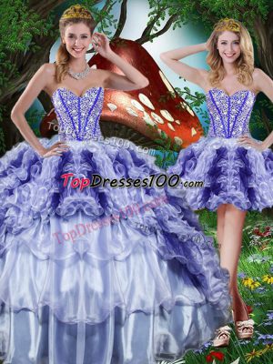 Customized Multi-color Sleeveless Beading and Ruffles and Ruffled Layers Floor Length Sweet 16 Dress