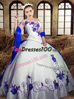 Perfect White Sleeveless Taffeta Lace Up Sweet 16 Dress for Military Ball and Sweet 16 and Quinceanera