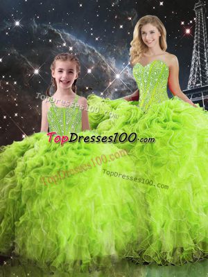 Luxurious Sleeveless Beading and Ruffles Floor Length 15 Quinceanera Dress