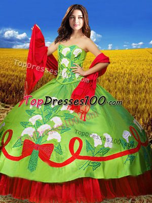 Best Selling Taffeta Sweetheart Sleeveless Lace Up Embroidery Quinceanera Gown in Multi-color