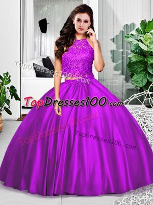 Eggplant Purple Sleeveless Taffeta Zipper Sweet 16 Quinceanera Dress for Military Ball and Sweet 16 and Quinceanera