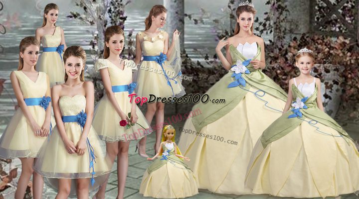 Perfect Satin Sleeveless Floor Length Vestidos de Quinceanera and Hand Made Flower