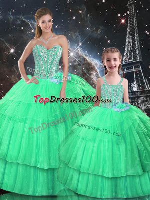 Pretty Floor Length Ball Gowns Sleeveless Apple Green Vestidos de Quinceanera Lace Up
