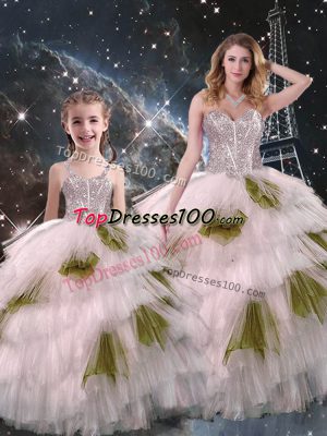 Luxurious Multi-color Sleeveless Organza Lace Up 15 Quinceanera Dress for Military Ball and Sweet 16 and Quinceanera