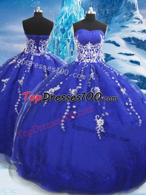 Blue Sweetheart Neckline Appliques Quinceanera Dresses Sleeveless Lace Up