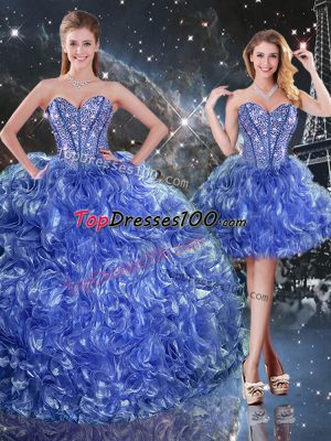 Discount Sweetheart Sleeveless Organza Quinceanera Dress Beading and Ruffles Lace Up