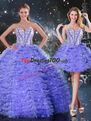 Purple Lace Up Quinceanera Dresses Embroidery Sleeveless Floor Length