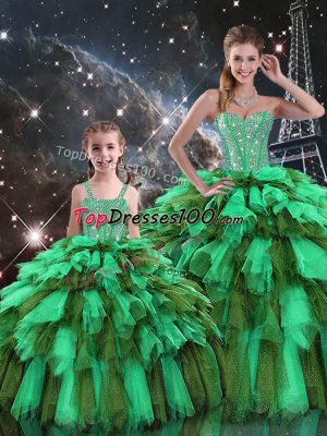 Artistic Multi-color Sweetheart Lace Up Beading and Ruffles and Ruffled Layers Quinceanera Gowns Sleeveless
