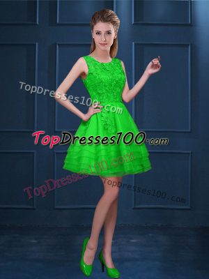 Unique Lace and Ruffled Layers Quinceanera Court of Honor Dress Zipper Sleeveless Knee Length