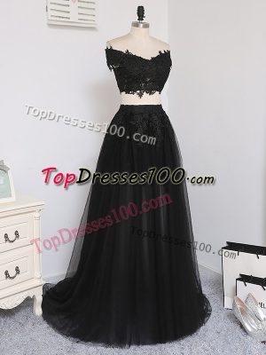 New Arrival Black Sleeveless Floor Length Beading Zipper Dress for Prom