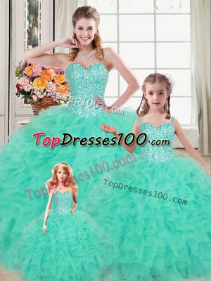 Low Price Sleeveless Beading and Ruffles Lace Up Sweet 16 Dresses