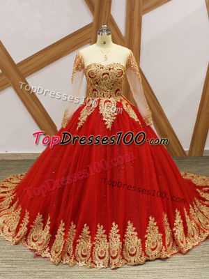 Elegant Wine Red Scoop Neckline Beading and Appliques 15th Birthday Dress Long Sleeves Lace Up