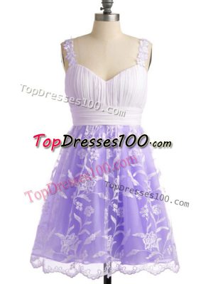 Lavender Lace Up Straps Lace Bridesmaids Dress Lace Sleeveless