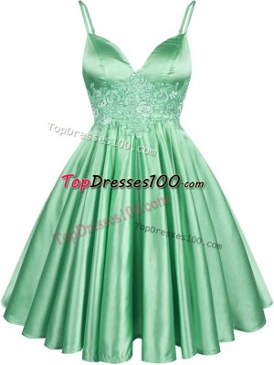 A-line Lace Quinceanera Court Dresses Lace Up Elastic Woven Satin Sleeveless Knee Length