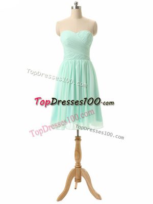Sophisticated Apple Green Sweetheart Neckline Ruching Wedding Guest Dresses Sleeveless Lace Up