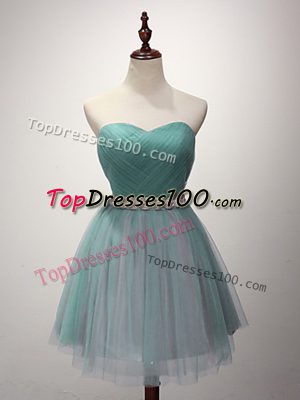 Custom Made Green Sweetheart Lace Up Beading and Ruching Dama Dress Sleeveless