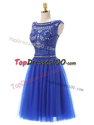 Most Popular Scoop Sleeveless Tulle Dress for Prom Beading Zipper