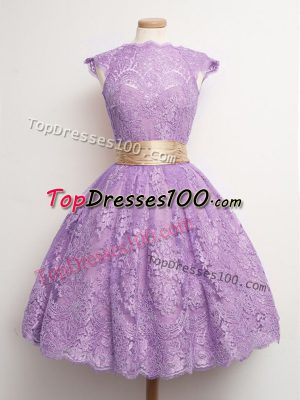 Affordable Cap Sleeves Belt Lace Up Court Dresses for Sweet 16