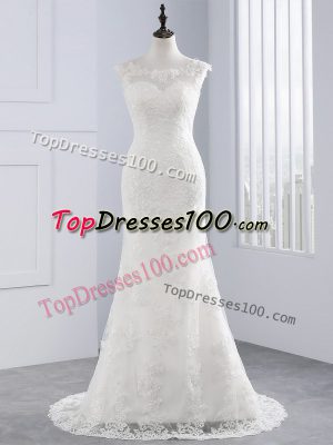 Great Column/Sheath Sleeveless White Wedding Gowns Zipper