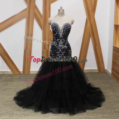Discount Black Prom Gown Sweetheart Sleeveless Brush Train Lace Up