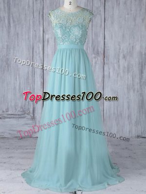 Cap Sleeves Sweep Train Backless Lace Vestidos de Damas