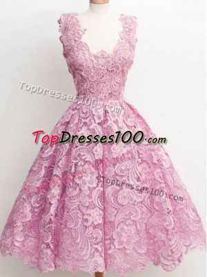 Fabulous Lilac Quinceanera Dama Dress Prom and Party and Wedding Party with Lace Straps Sleeveless Zipper