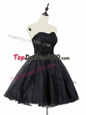 Flare Black Prom Gown Prom and Party and Beach with Lace and Sashes ribbons Sweetheart Sleeveless Lace Up