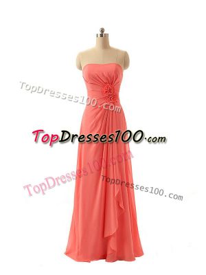 Top Selling Chiffon Sleeveless Floor Length Wedding Guest Dresses and Hand Made Flower