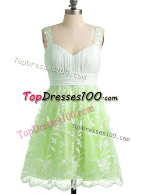Hot Selling Yellow Green Lace Lace Up Dama Dress for Quinceanera Sleeveless Knee Length Lace