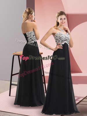 Black Sleeveless Lace Lace Up Prom Gown