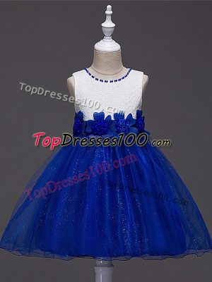 Hot Selling Knee Length Ball Gowns Sleeveless Royal Blue Party Dresses Zipper