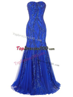 Low Price Tulle Sleeveless Prom Dress Brush Train and Sequins