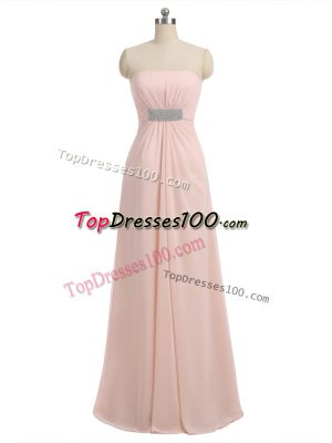 Latest Baby Pink Sleeveless Chiffon Side Zipper Vestidos de Damas for Prom and Party and Wedding Party