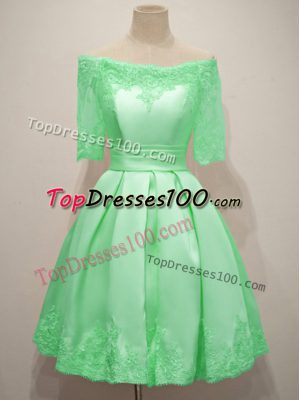 Apple Green Lace Up Off The Shoulder Lace Dama Dress for Quinceanera Taffeta Half Sleeves