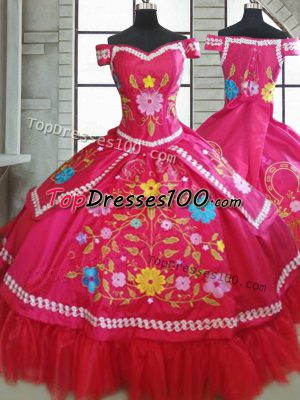 Custom Designed Short Sleeves Lace Up Floor Length Beading and Embroidery 15th Birthday Dress